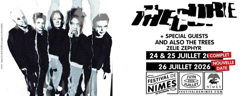 Places de concert THE CURE - Arènes de Nîmes - 25/07/2026, Tickets & Billets
