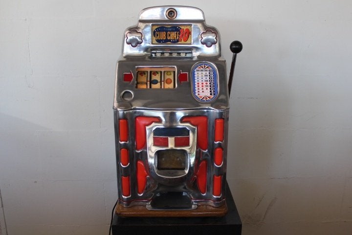 Machine à sous JENNINGS CLUB CHIEF CHINA FRONT 1949, Collections, Autres monnaies, Enlèvement ou Envoi, Utilisé, Avec clés