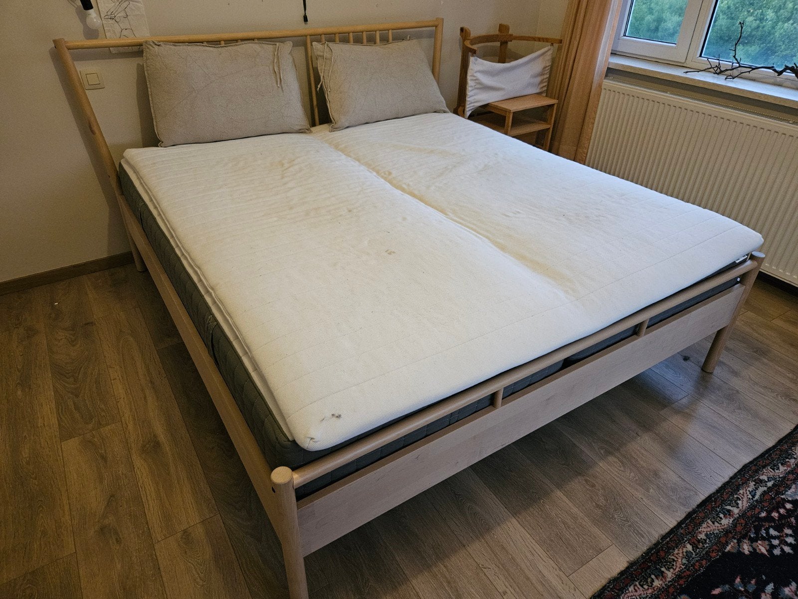 Tweepersoonsbed IKEA Björksnas 180x200, Ophalen, Beige, Tweepersoons, Zo goed als nieuw