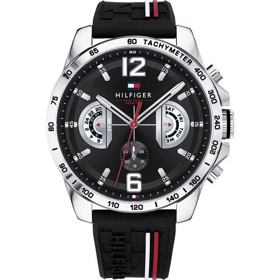 Tommy Hilfiger TH1791473 horloge - Silicoon - Zwart - 46 mm, Bijoux, Sacs & Beauté, Montre-bracelet, Autres marques, Enlèvement