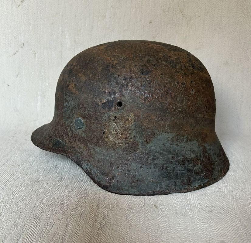 wo2 - Duitse helm M35 heer - maat 62 - met linerband, Verzamelen, Ophalen of Verzenden, Landmacht, Helm of Baret
