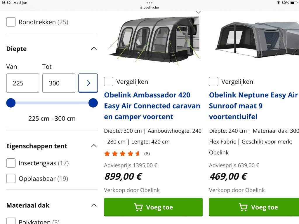 Voortent voor Mc Louis, Caravanes & Camping, Auvents, Enlèvement, Neuf, PVC