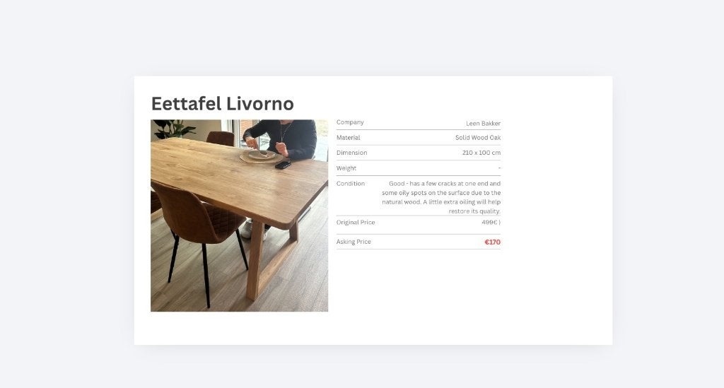 Tafel, Ophalen, Gebruikt, 100 tot 150 cm, Eikenhout
