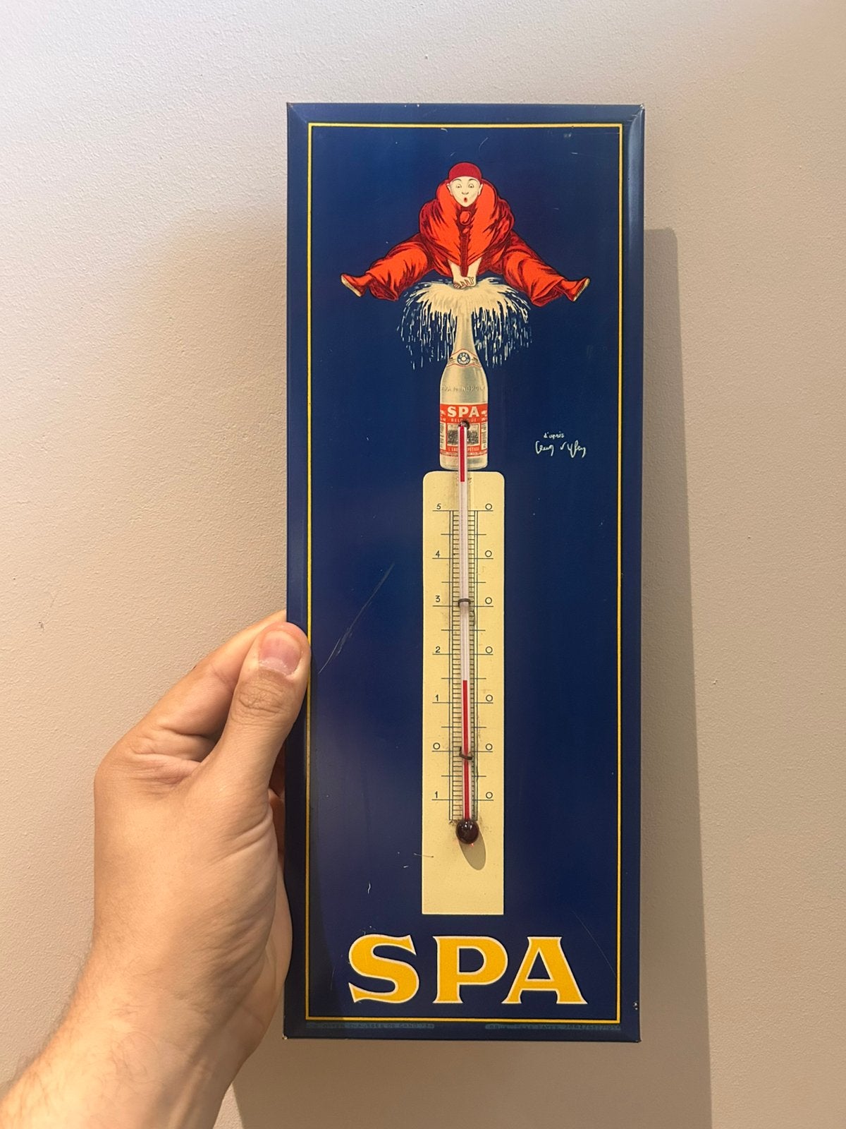 Spa thermometer blik // 1954, Verzamelen, Ophalen, Gebruikt, Reclamebord