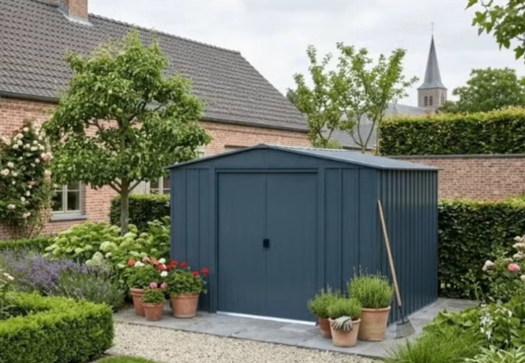 Metalen Tuinhuis 9,3 m² | Antraciet Afdak / Berging, Tuin en Terras, Ophalen, Tuinhuis