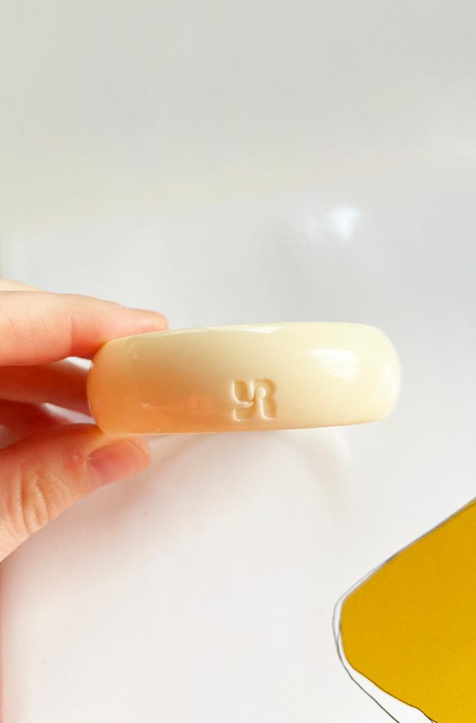 Vintage armband Yves Rocher kunsstof retro design, Ophalen of Verzenden, Gebruikt, Beige, Kunststof of Plastic