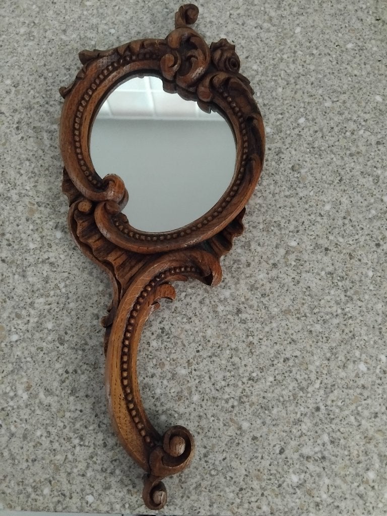 HOUTSNIJWERK SPIEGELTJE, Antiek en Kunst, Ophalen, Overige onderwerpen, Houtsnijwerk, Handgemaakt