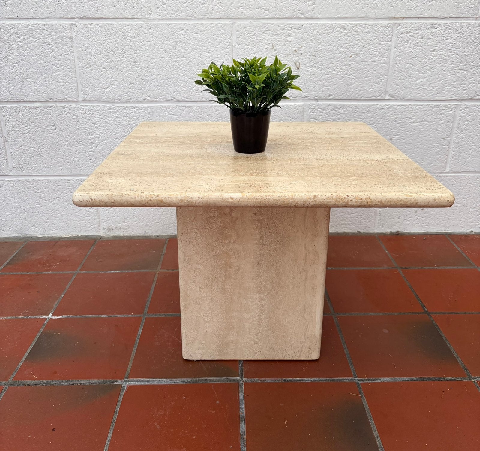 Table basse en travertin vintage, Maison & Meubles, Enlèvement, Utilisé