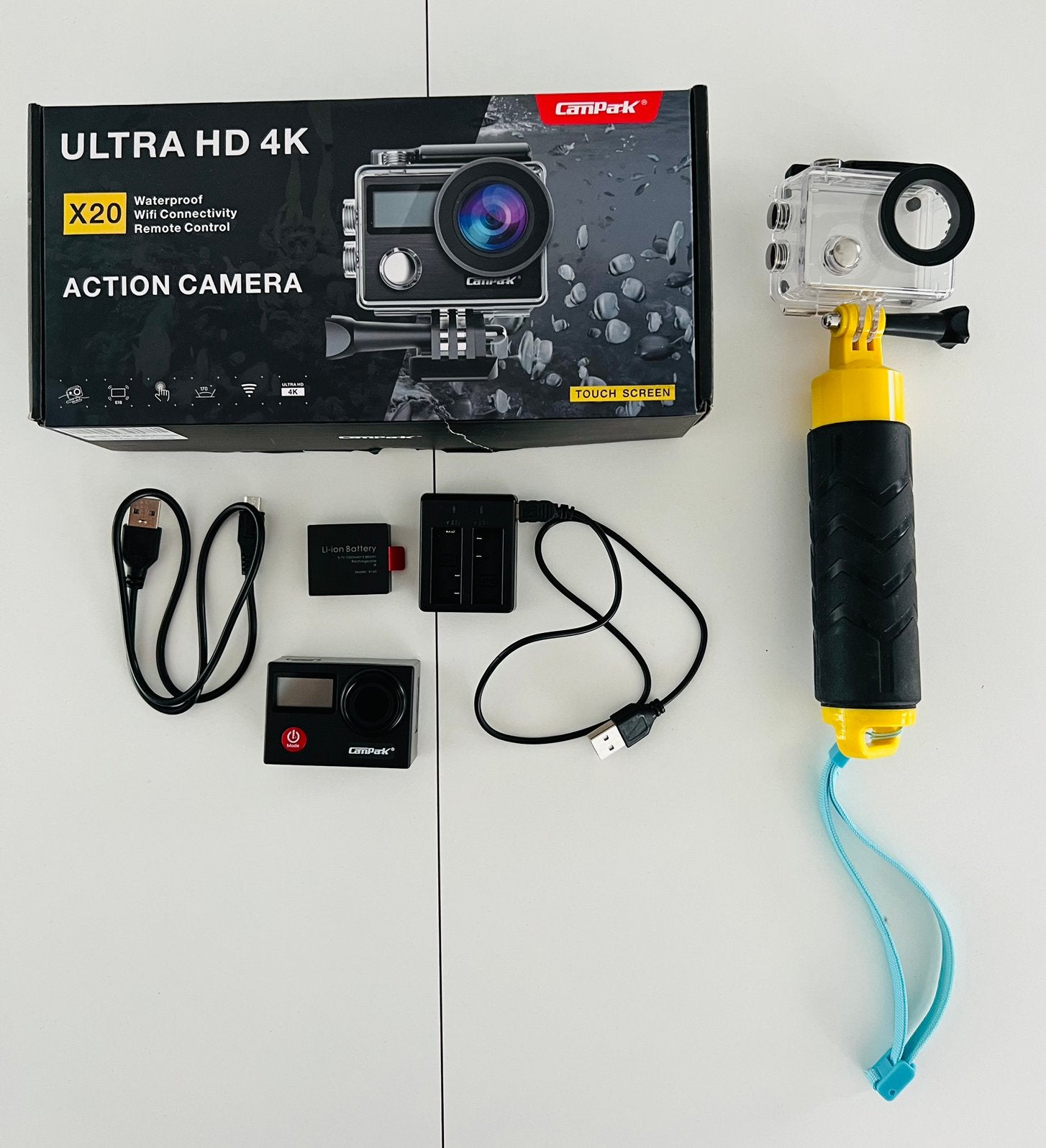 camera action 4K + support impermeable, TV, Hi-fi & Vidéo, Caméras action, Enlèvement, Utilisé, Autres marques