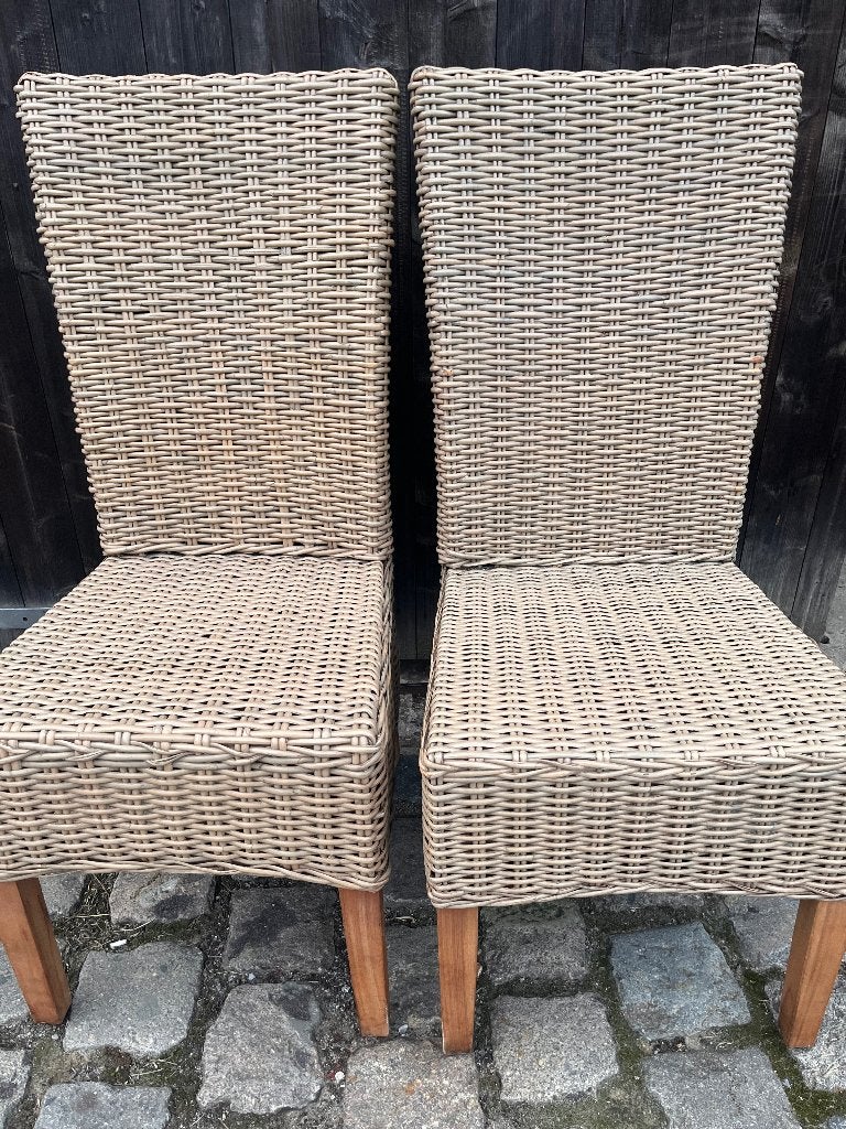 4 landelijke rieten stoelen te koop, Maison & Meubles, Autres couleurs, Landelijk, Enlèvement, Utilisé