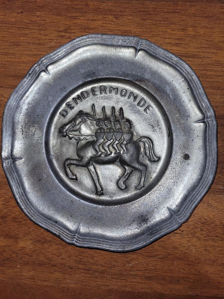 Tinnen bord Dendermonde, Ophalen of Verzenden