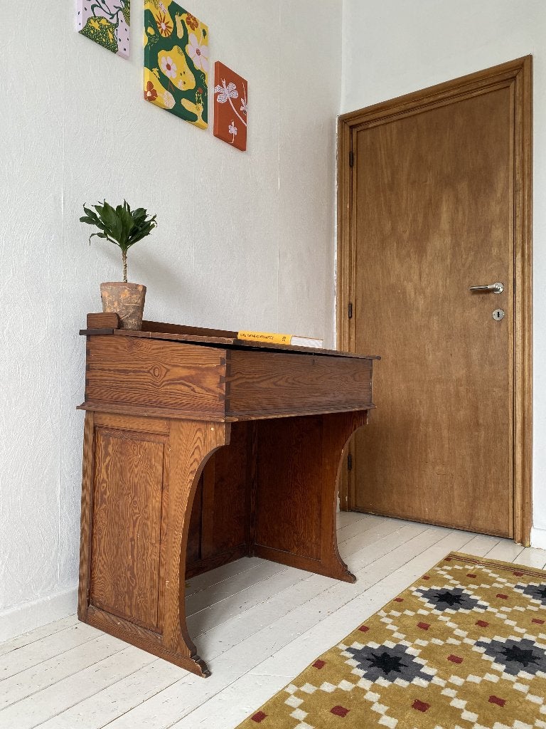 Antieke massief houten schoolbank / opbergkist, Huis en Inrichting, Ophalen, Opbergruimte, Gebruikt, Kinderbureau