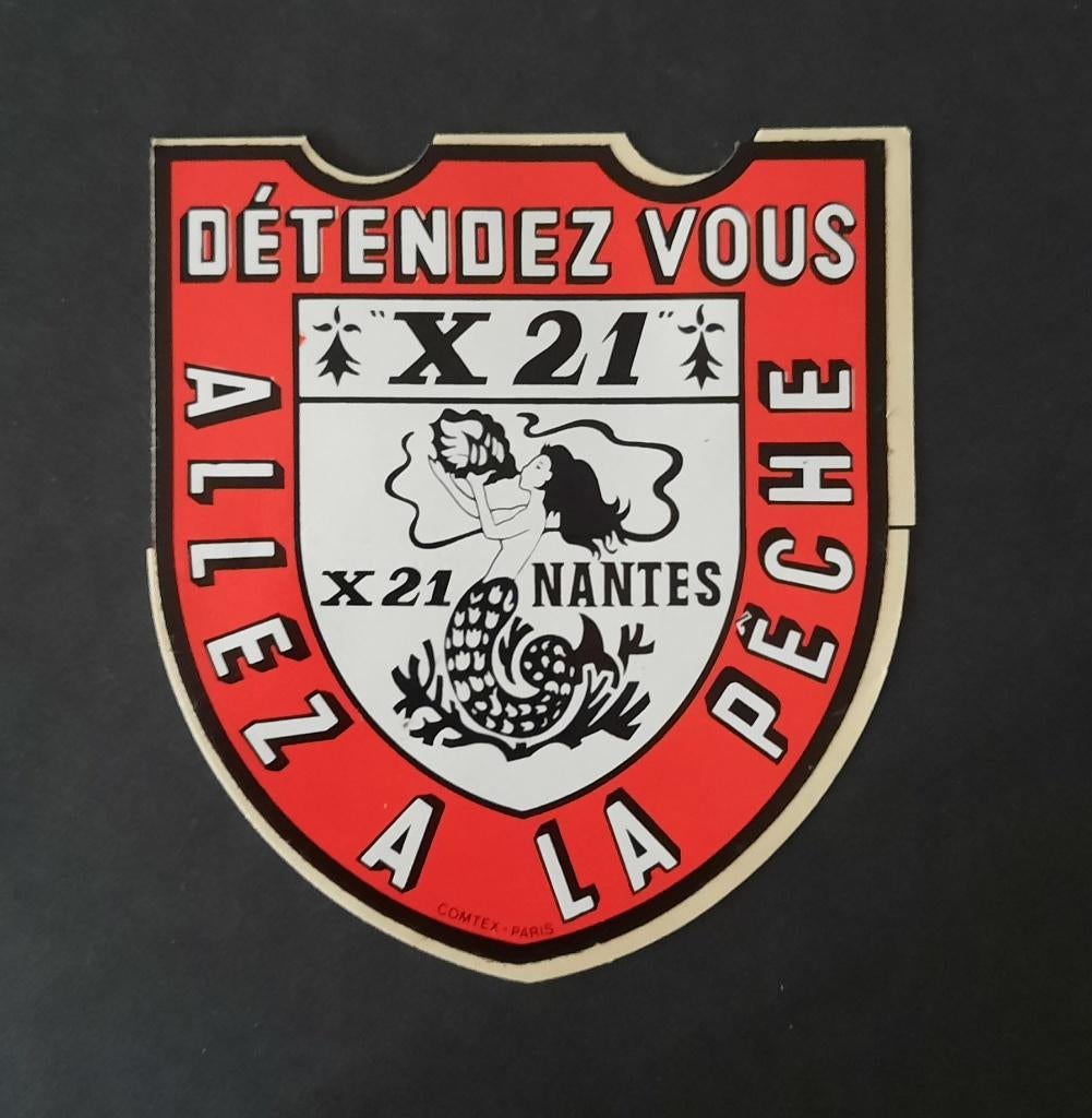 Autocollant ancien X 21 Nantes Allex a la Pêche, Collections, Enlèvement ou Envoi, Comme neuf