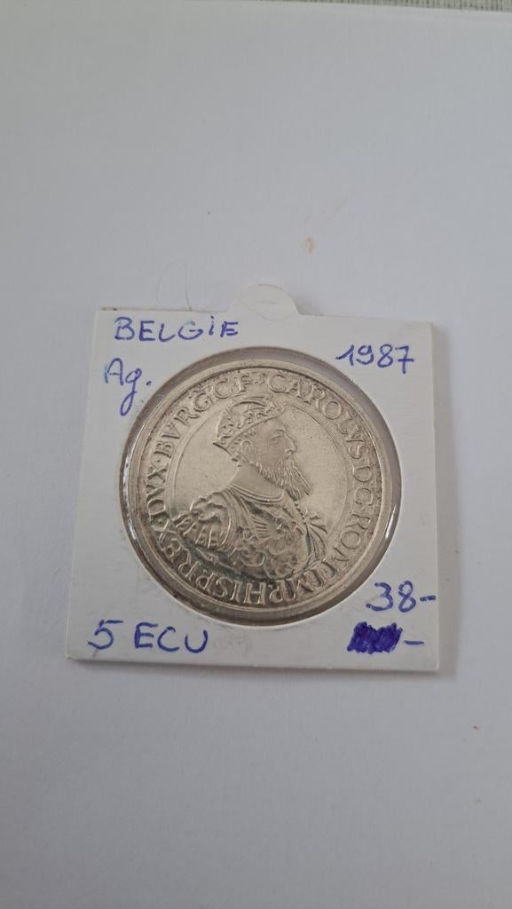 Belgique 5 ECU 1987 AG, Timbres & Monnaies, Monnaies | Belgique, Enlèvement ou Envoi