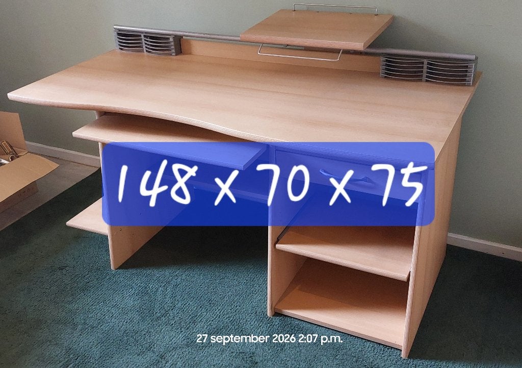 Bureau voor computer en printer, Huis en Inrichting, Ophalen, Hout, 148 cm, Zo goed als nieuw