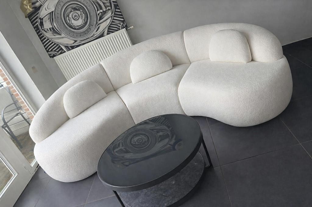 Moderne design sofa bouclé – 3-zits / modulair, Ophalen, Driepersoons, Zo goed als nieuw, Rechte bank