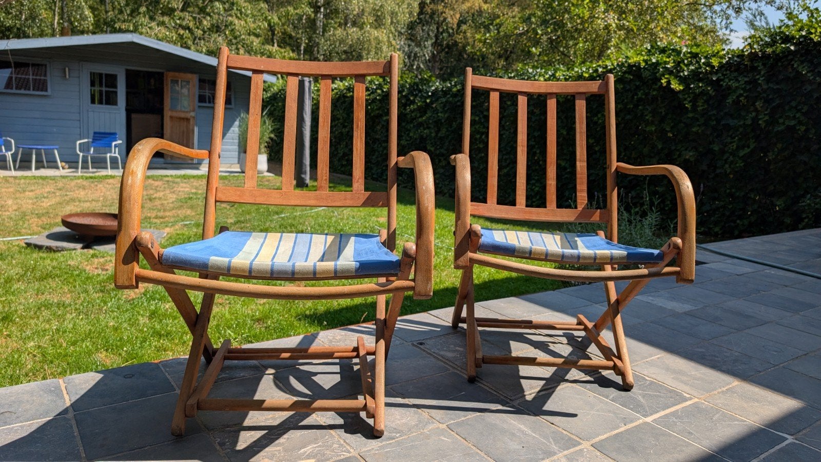 2 antieke opvouwbare strandstoelen, Enlèvement