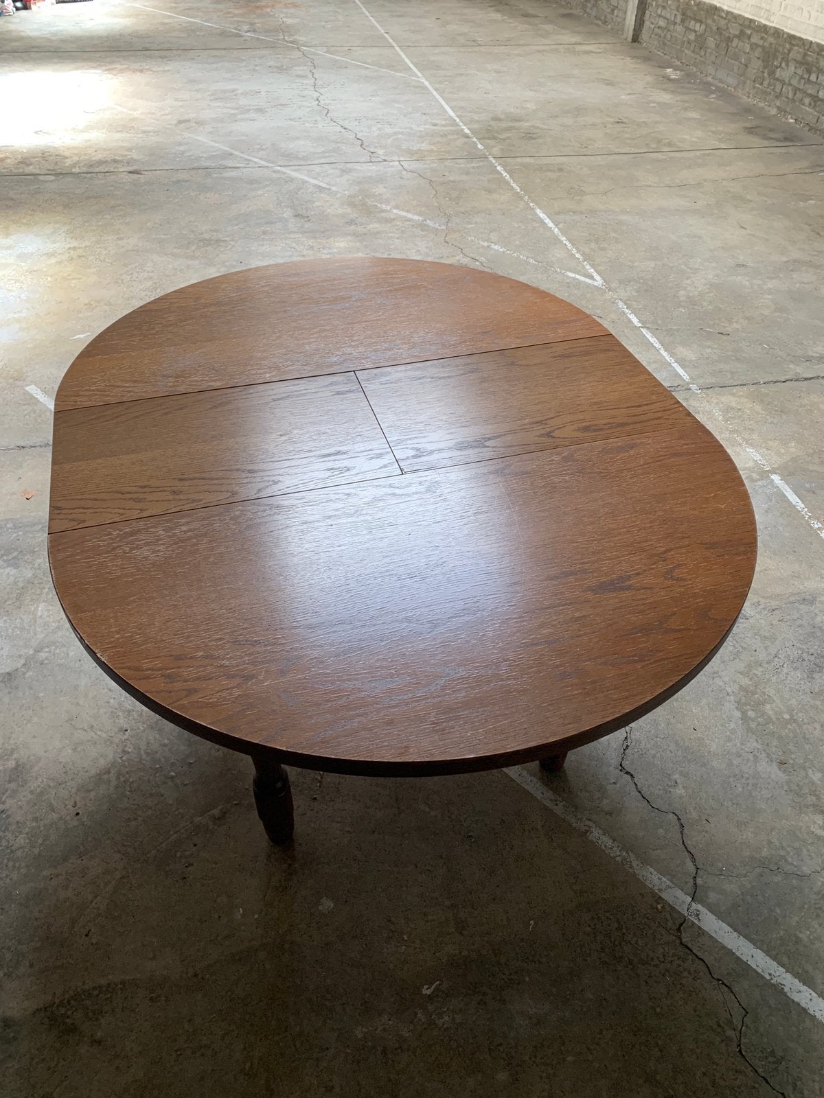 Vintage houten uitschuifbare tafel – 110/145 cm, Ophalen, Gebruikt, Vintage. Landelijk. Rustiek, Rond