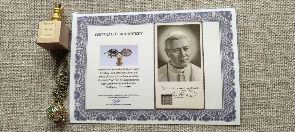 Reliquarium Paus Pius X - met certificaat., Enlèvement