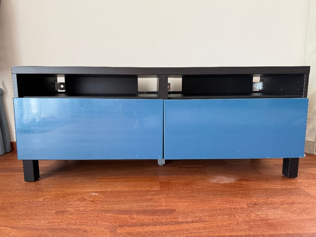 BESTA TV bench with drawers, Ophalen, 100 tot 150 cm, Zo goed als nieuw, Minder dan 100 cm
