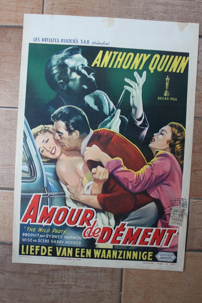 filmaffiche The Wild Party 1956 Anthony Quinn filmposter, Verzamelen, Posters, Rechthoekig Staand, Ophalen of Verzenden, Zo goed als nieuw