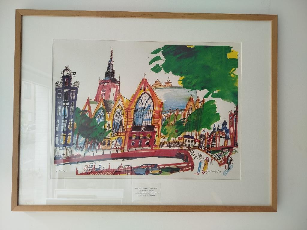 Art print Oude Kerk Amsterdam Guus van Eck (80200), Antiek en Kunst, Ophalen of Verzenden