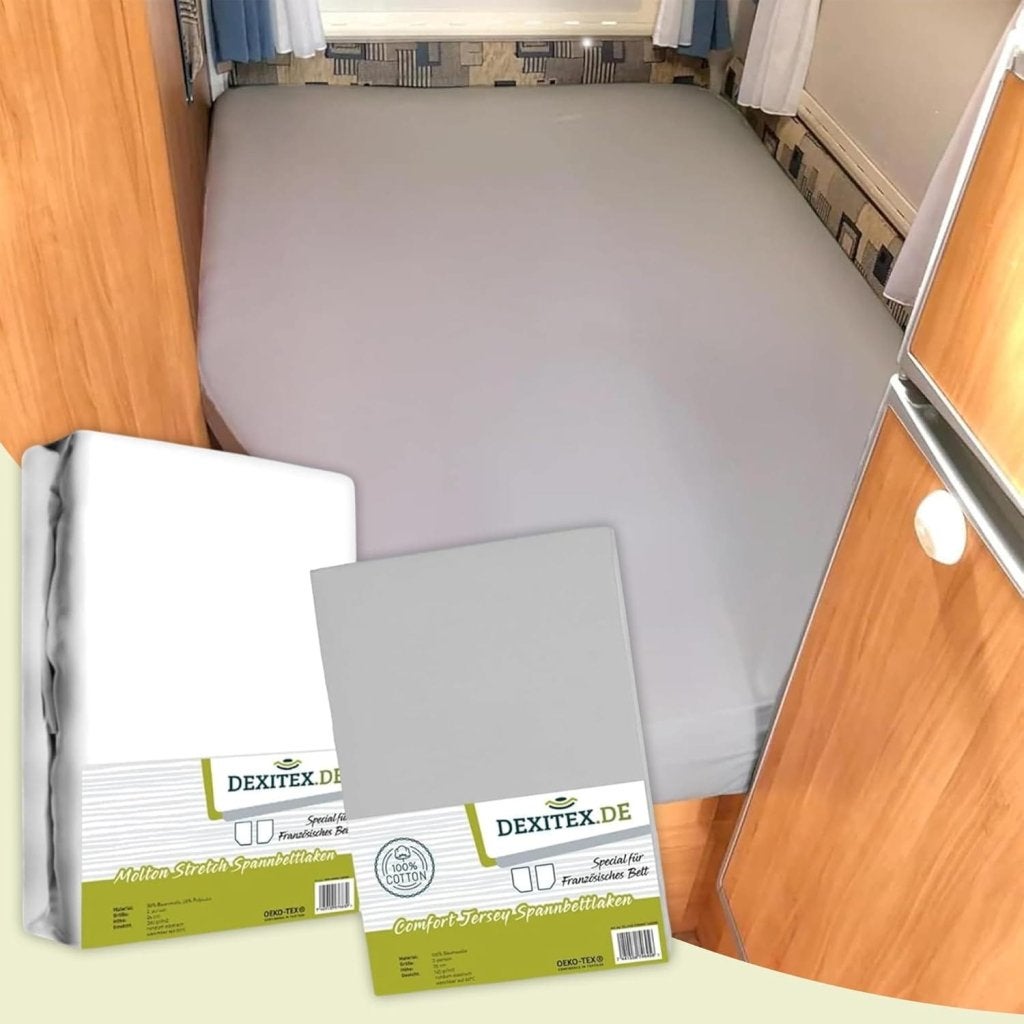 Textielpakket Frans bed - 1 hoeslaken en 1 molton - links -