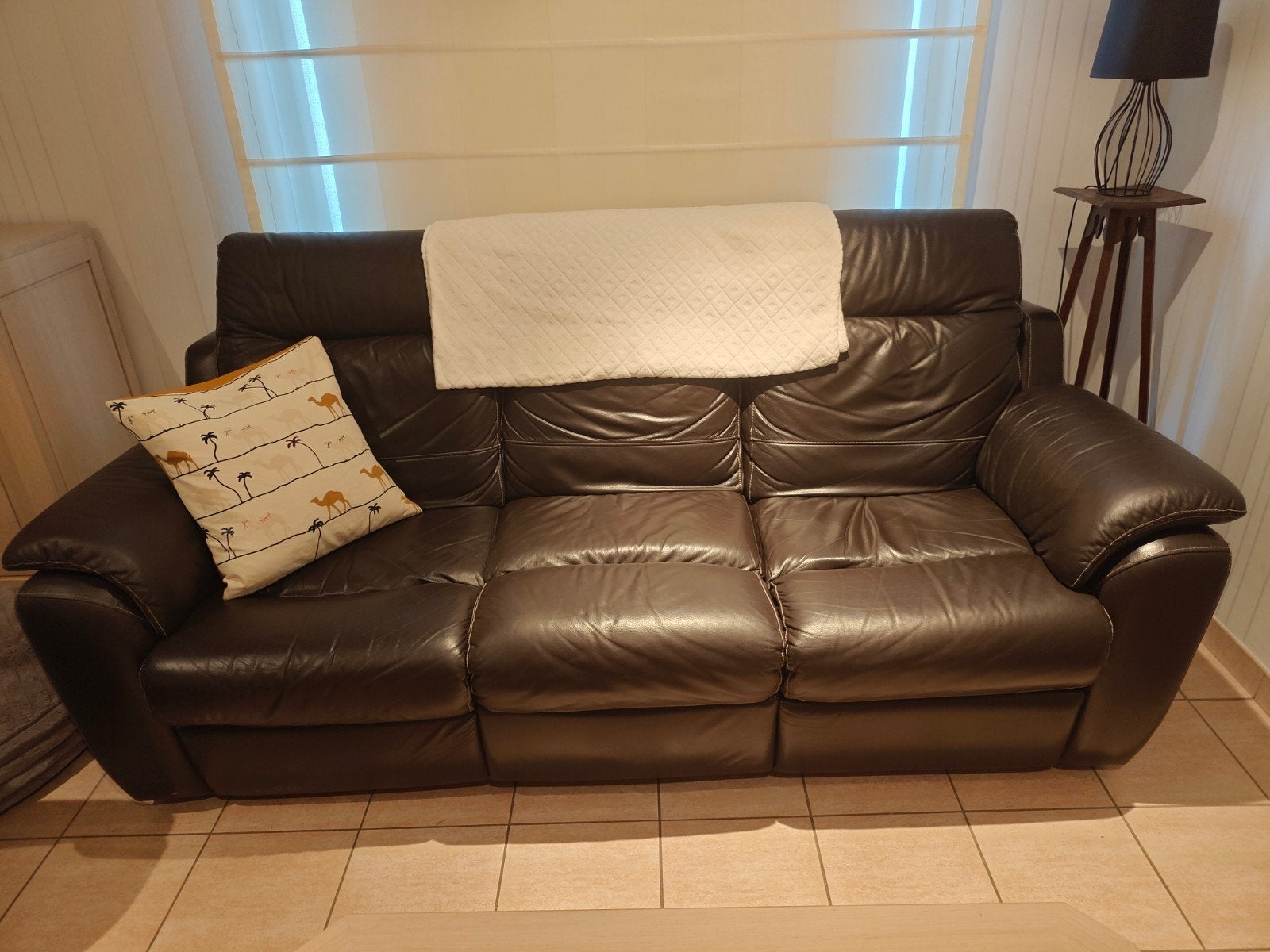 Chateau d'Ax lederen salon met relaxfunctie, Ophalen, Rechte bank, Leer