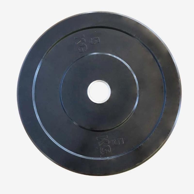 Bumperplate - Zwart - 5kg - LAATSTE 25!, Ophalen of Verzenden, Nieuw, Benen, Halterschijven