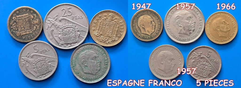 ESPAGNE FRANCO    5 PIECES, Enlèvement ou Envoi