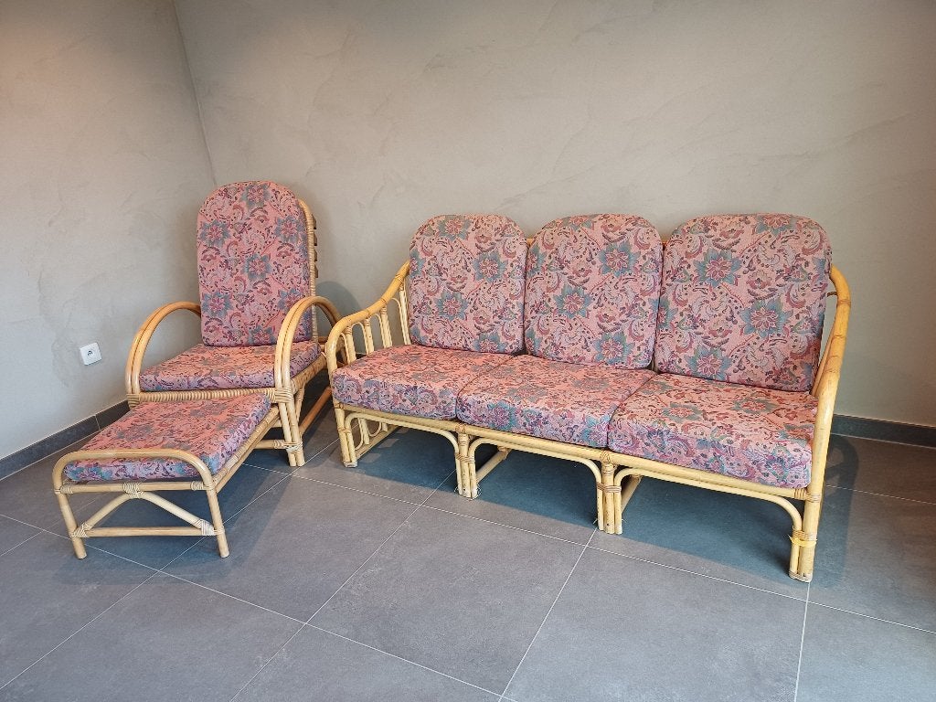Salon et canapé en rotin, Trois personnes, Moins de 75 cm, 150 à 200 cm, Bois