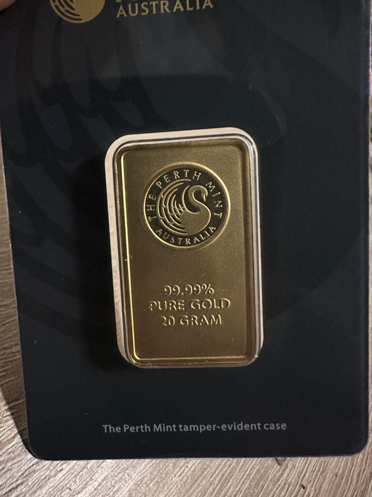 24 karaat Perth Mint verpakking Goudbaar 20 gram, Ophalen of Verzenden