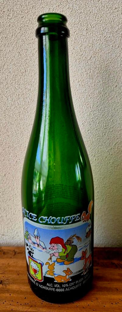 lege 0,75 ltr N'ICE Chouffe fles bier uit 1996 6666, Verzamelen, Biermerken, Ophalen of Verzenden