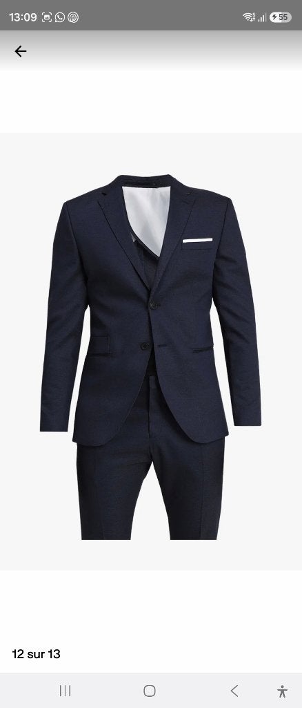45 € Ensemble costume slim fit  T52, Neuf, Enlèvement ou Envoi, Taille 52/54 (L), Bleu