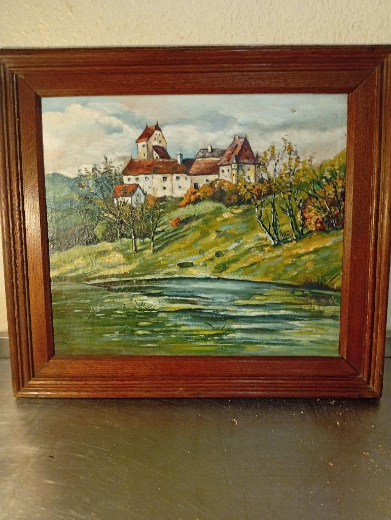 Ancienne Huile sur Toile – Château Burg Alzenau Bavière, Antiquités & Art, Art | Peinture | Classique, Enlèvement