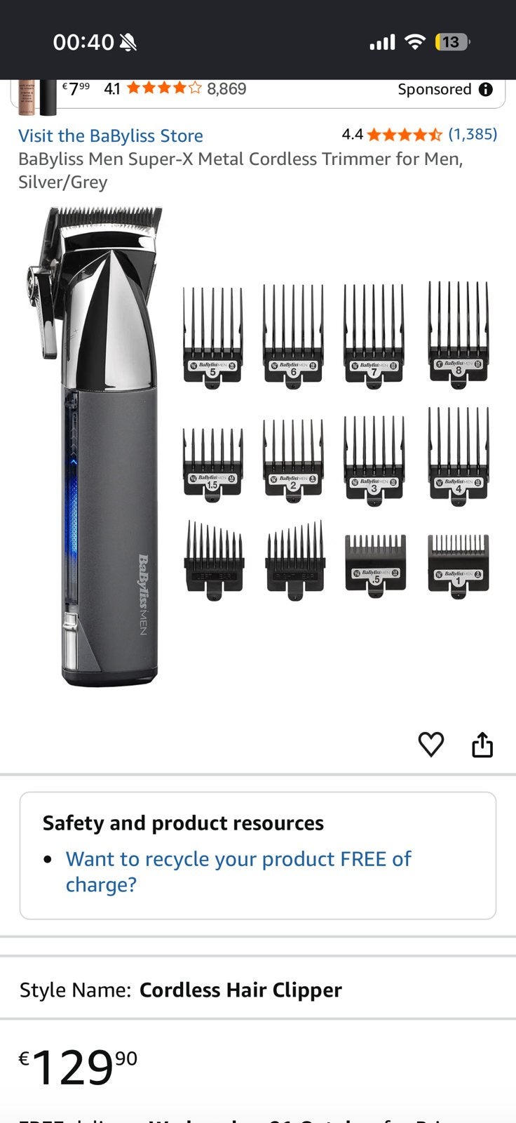 Babyliss super x E996e en MT996e, Ophalen, Nieuw, Tondeuse