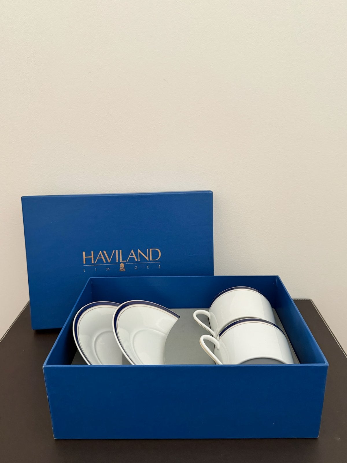 Paire de Tasses + Soucoupes HAVILAND Nuit Bleue – NEUF, Enlèvement ou Envoi, Neuf, Porcelaine, Tasse(s) et/ou soucoupe(s)