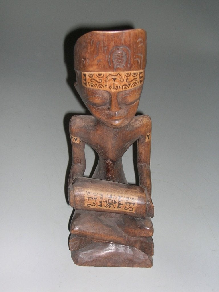 Beeld:  Afrikaans (?) 28 cm, Antiek en Kunst, Afrika, Handgemaakt, Houtsnijwerk, 28 cm