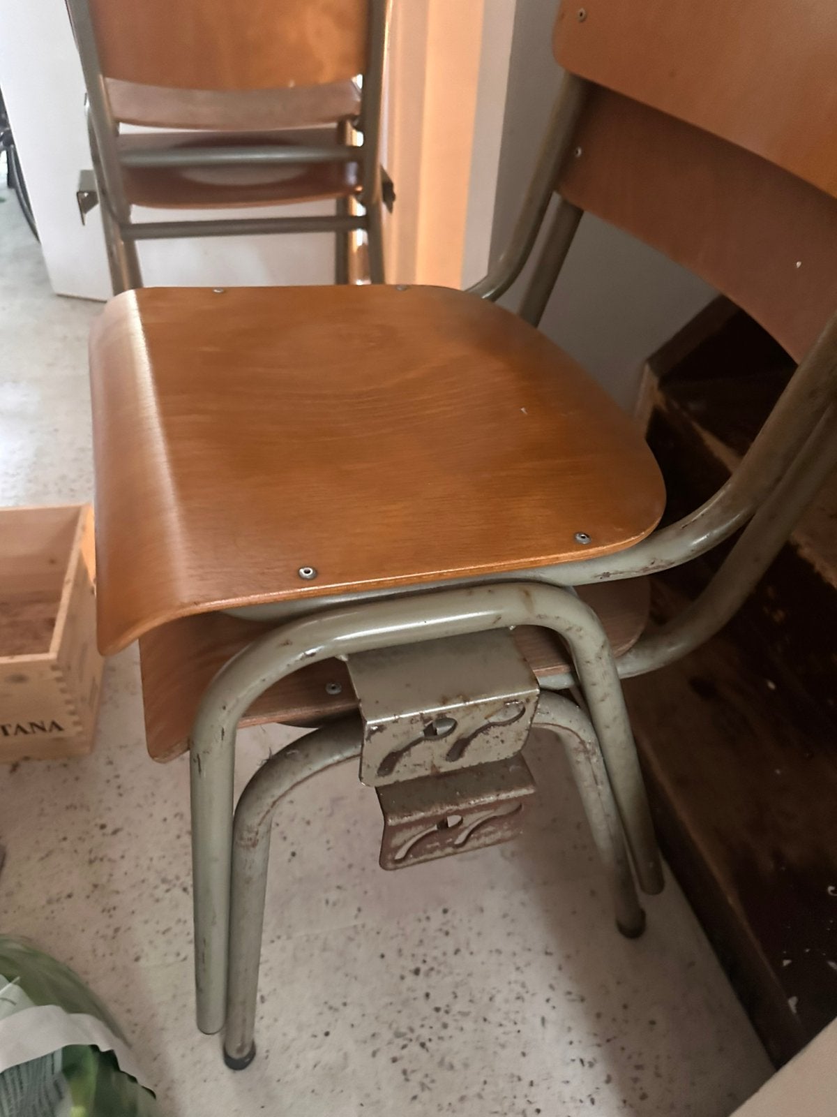 Retro schoolstoelen (4st), Huis en Inrichting, Stoelen, Ophalen, Gebruikt