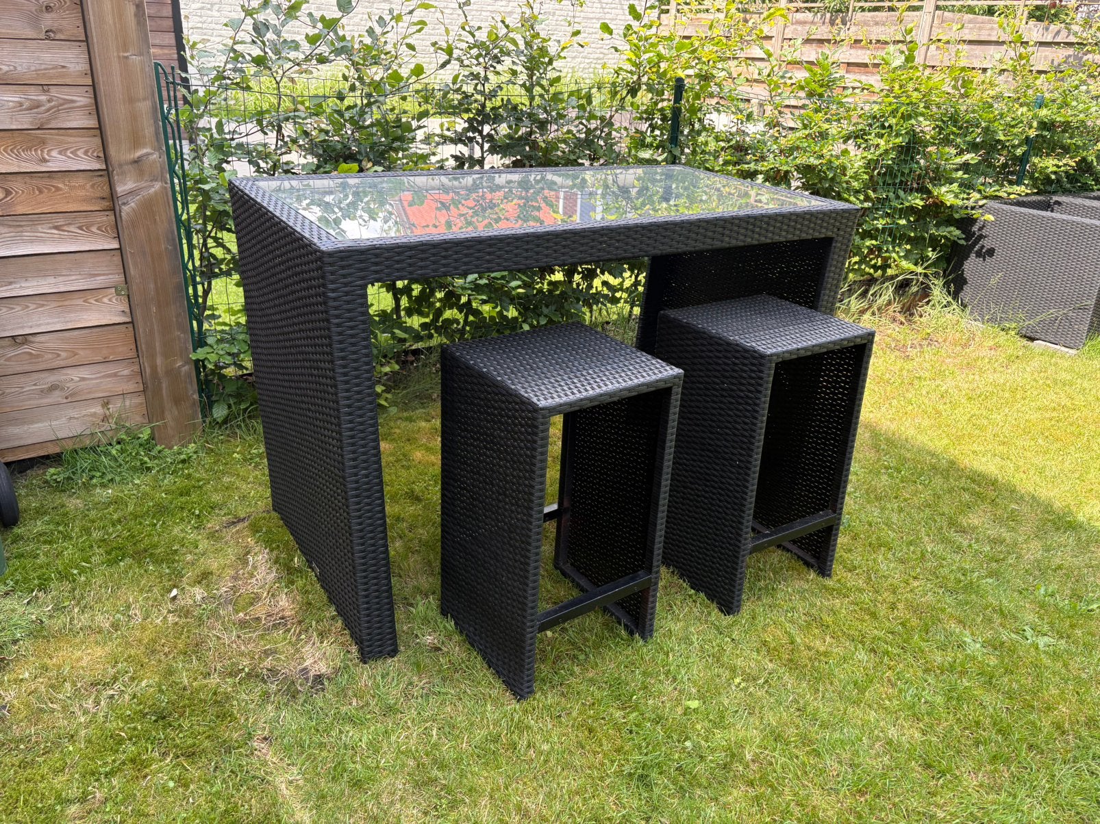 Tuintafel inc 6 krukken te koop, Tuin en Terras, Ophalen, Gebruikt