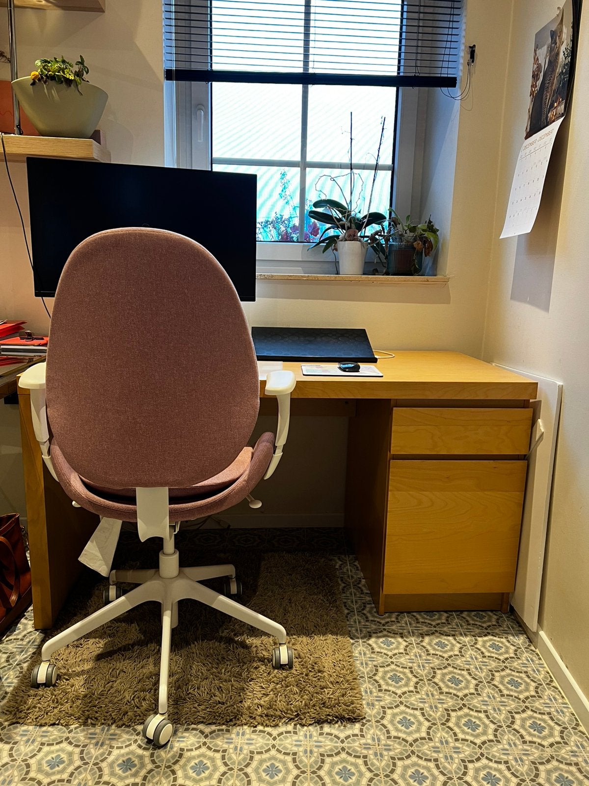 Ikea bureau houtpatroon, Huis en Inrichting, Bureaus, Ophalen, Gebruikt, Spaanplaat of MDF, Bruin