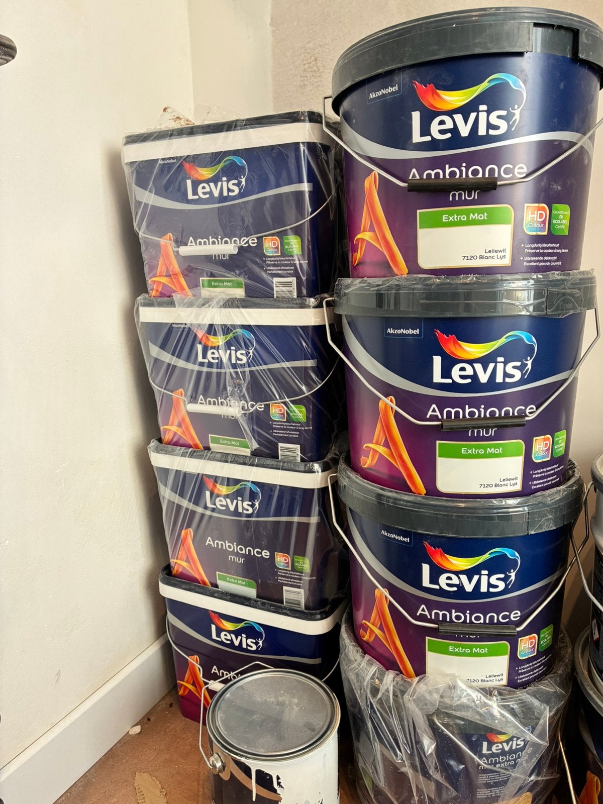 LEVIS Ambiance Mur Leliewit verf extra mat - 60Liter, Ophalen, 5 tot 10 liter, Wit, Nieuw
