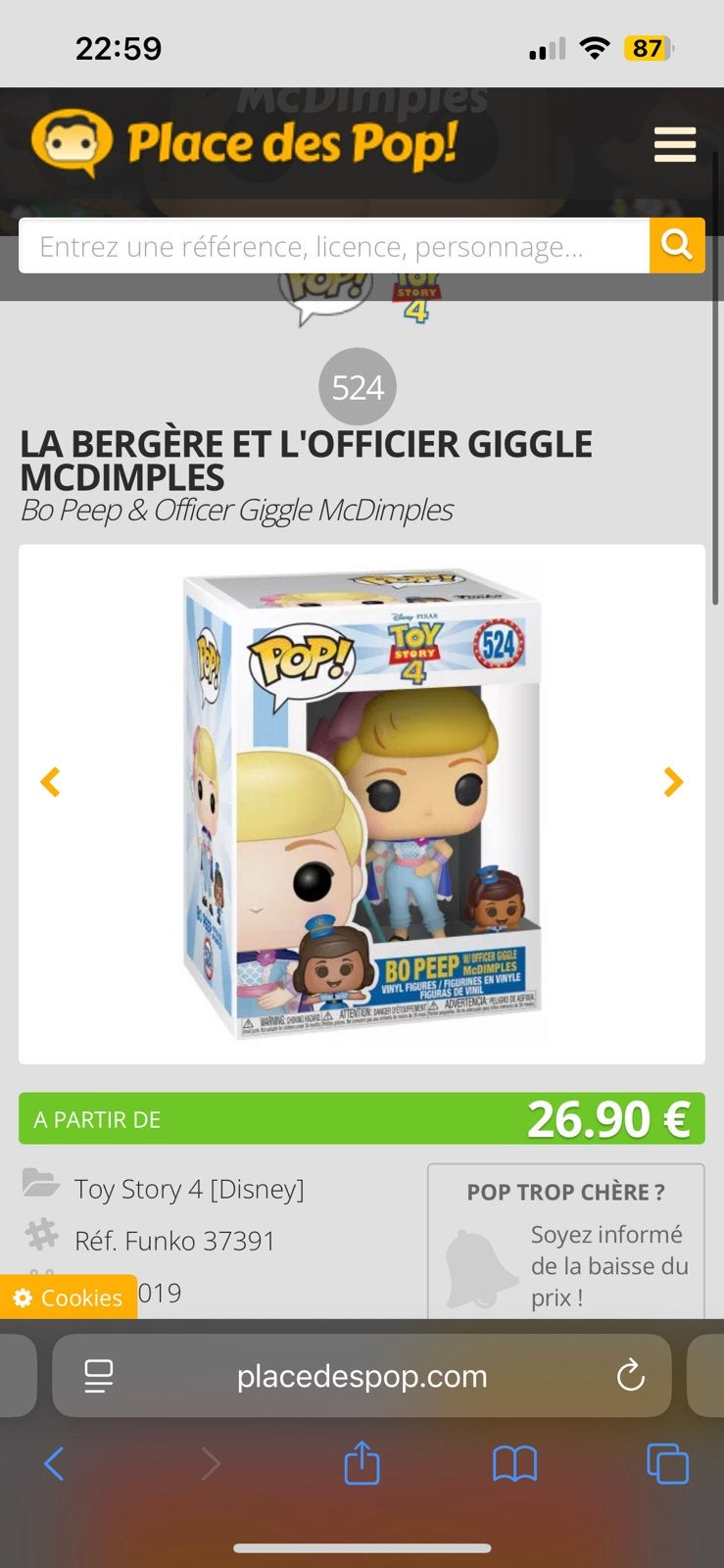 Funko pop disney Bo peep 524, Enlèvement ou Envoi, Comme neuf