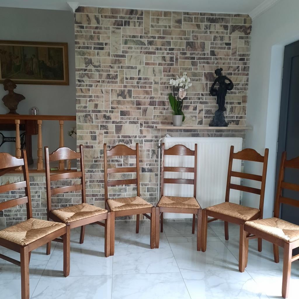 1 chaise chêne cannée de salle manger, vintage, en possède 6, Huis en Inrichting, Stoelen, Ophalen, Bruin, Hout, Zo goed als nieuw
