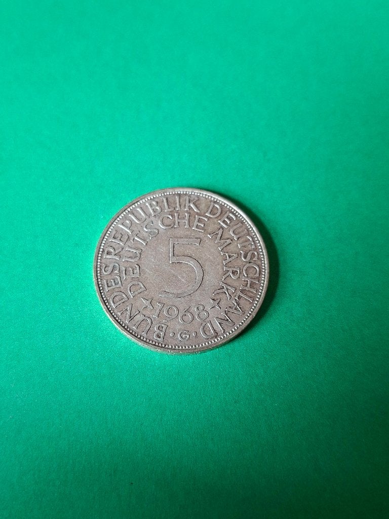 1968 G Duitsland 5 mark in zilver Karlsruhe, schaars, Verzenden, Duitsland, Losse munt, Zilver