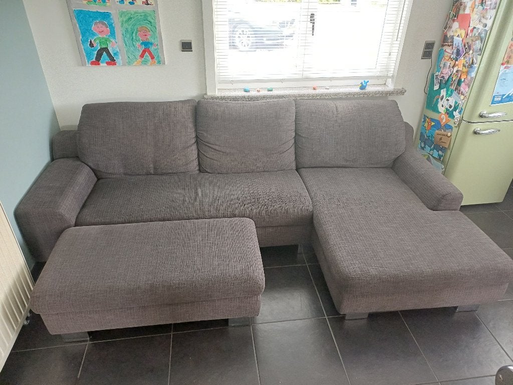 Zetel / hoekbank - grijze stoffering - Gratis, Huis en Inrichting, Ophalen, Gebruikt, Hoekbank, Stof