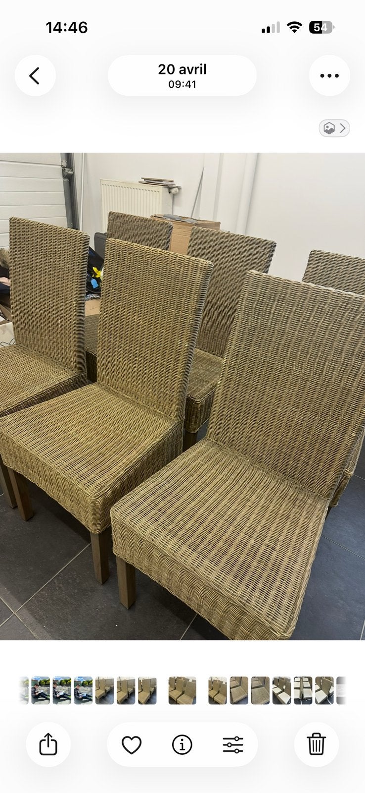 6 chaises en rotin, Maison & Meubles, Enlèvement, Utilisé, Une