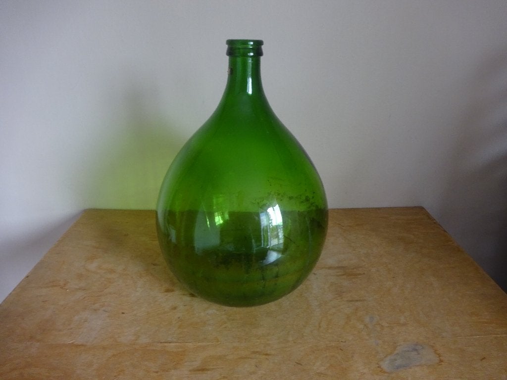 Decoratieve wijnflessen Damme Jeanne groen, Ophalen, Gebruikt, Geschikt voor buiten, Glas