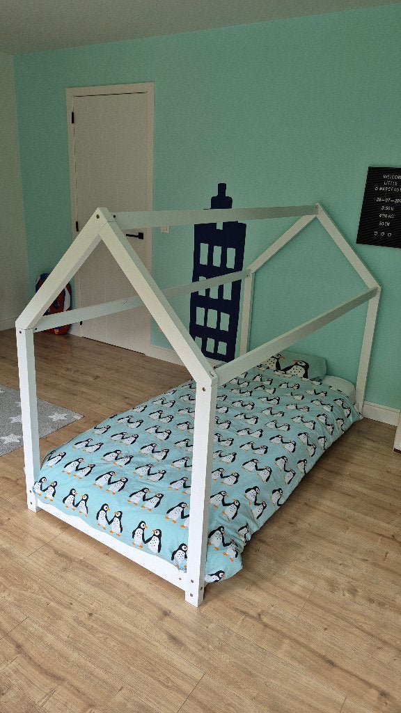 Lit Leen Bakker Cabane 90x200 + matelas Dreamway, 90 cm, Huisjesbed, Scandinavisch, speels, tijdloos, Enlèvement, 200 cm