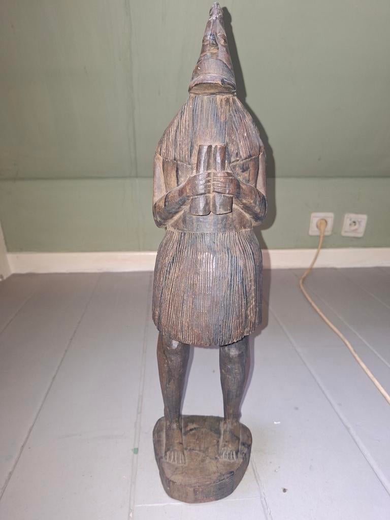 Vintage Afrikaans 'Colon' Beeld – Handgestoken Hou, Antiek en Kunst, Ophalen of Verzenden, Beeld